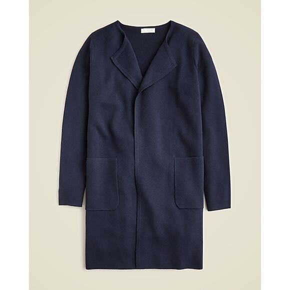 J. Crew Juliette Collarless Sweater Blazer Black‎ Medium Longline Wool Blend - Picture 2 of 9